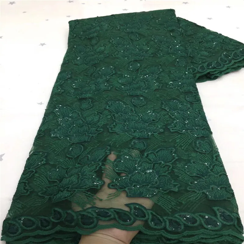 

2021 Latest green French Nigerian Lace Fabric High Quality Sequins Tulle African Lace Fabric Cheap Lace Wedding Tulle Lace