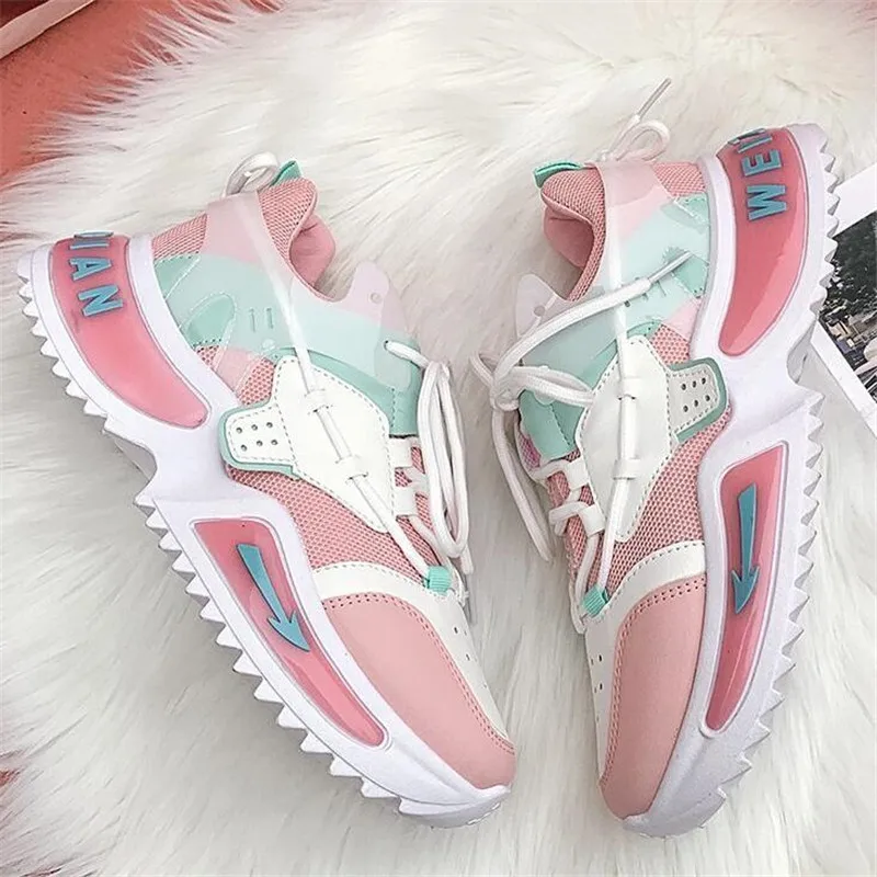 

Large size loafers 2021 new fashion breathable women casual shoes platform running sports womens shoes lace-up women's sneakers