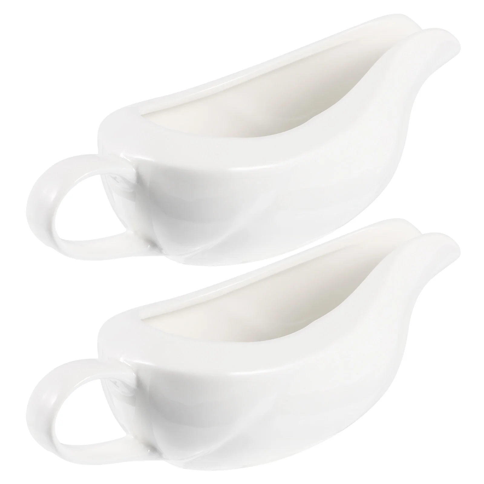 

2Pcs Ceramic Gravy Boats Sauce Storage Spoon with Handle Dinning Table Decor