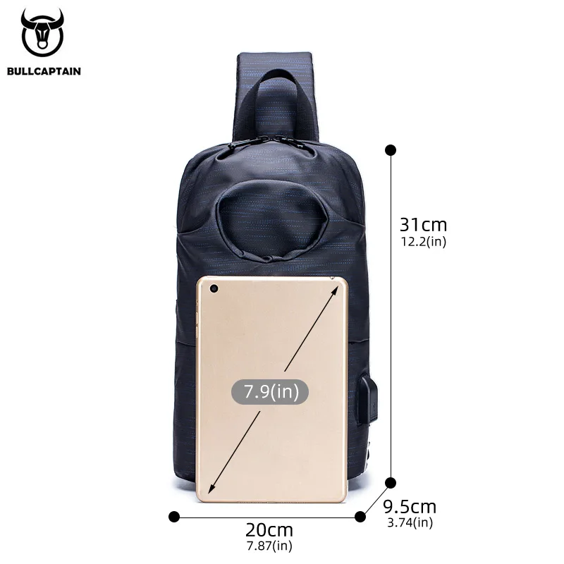 

Bullcaptain Chest Bag Men's Messenger Bags Chest Trendy Brand Personality Multi-functional Sports Leisure Small Cross Bag's