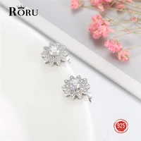 silver 925 snowflake earrings dazzling cubic zircon stud earrings for women wedding 925 sterling silver jewelry gift