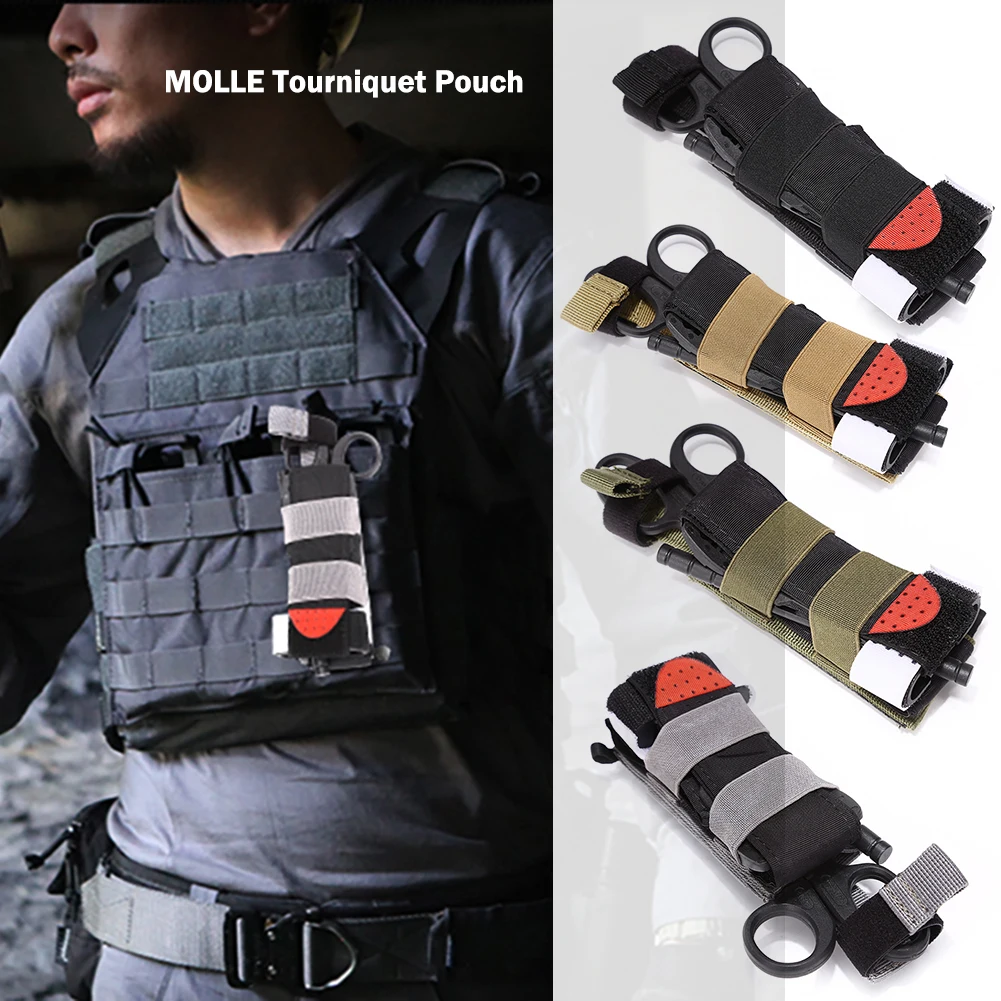 

600D Nylon Tourniquet Pouch Holder with Tactical Shears Pouch MOLLE Belt Loop Bag Outdoor Camping Hunting Accessories