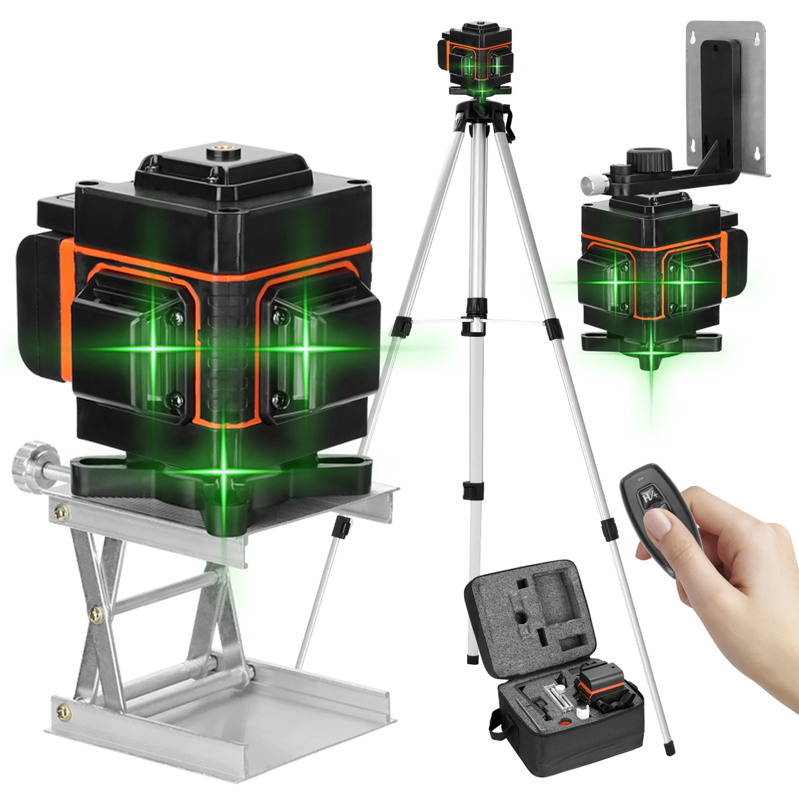 

3D/4D лазерный уровень самонивелирующийся на 360 градусов горизонтальный и вертикальный крестообразный супермощный зеленый лазерный уровень ...