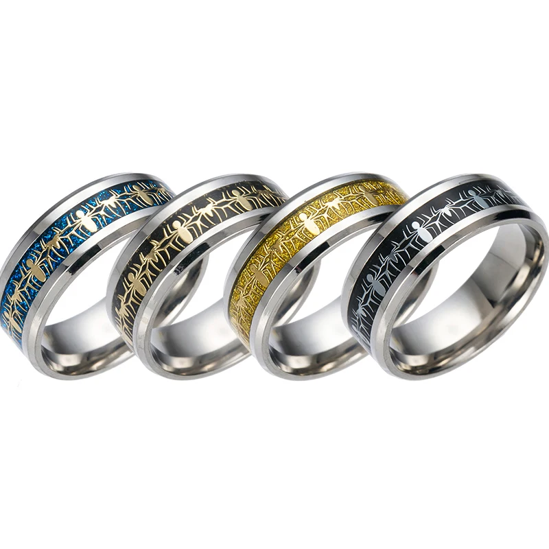 

YWSHK 2020 Fashion Stainless Steel Cool Spider Pattern Inlay Women Man Ring for Teens Boy Encourage Faith Gift Jewelry Party