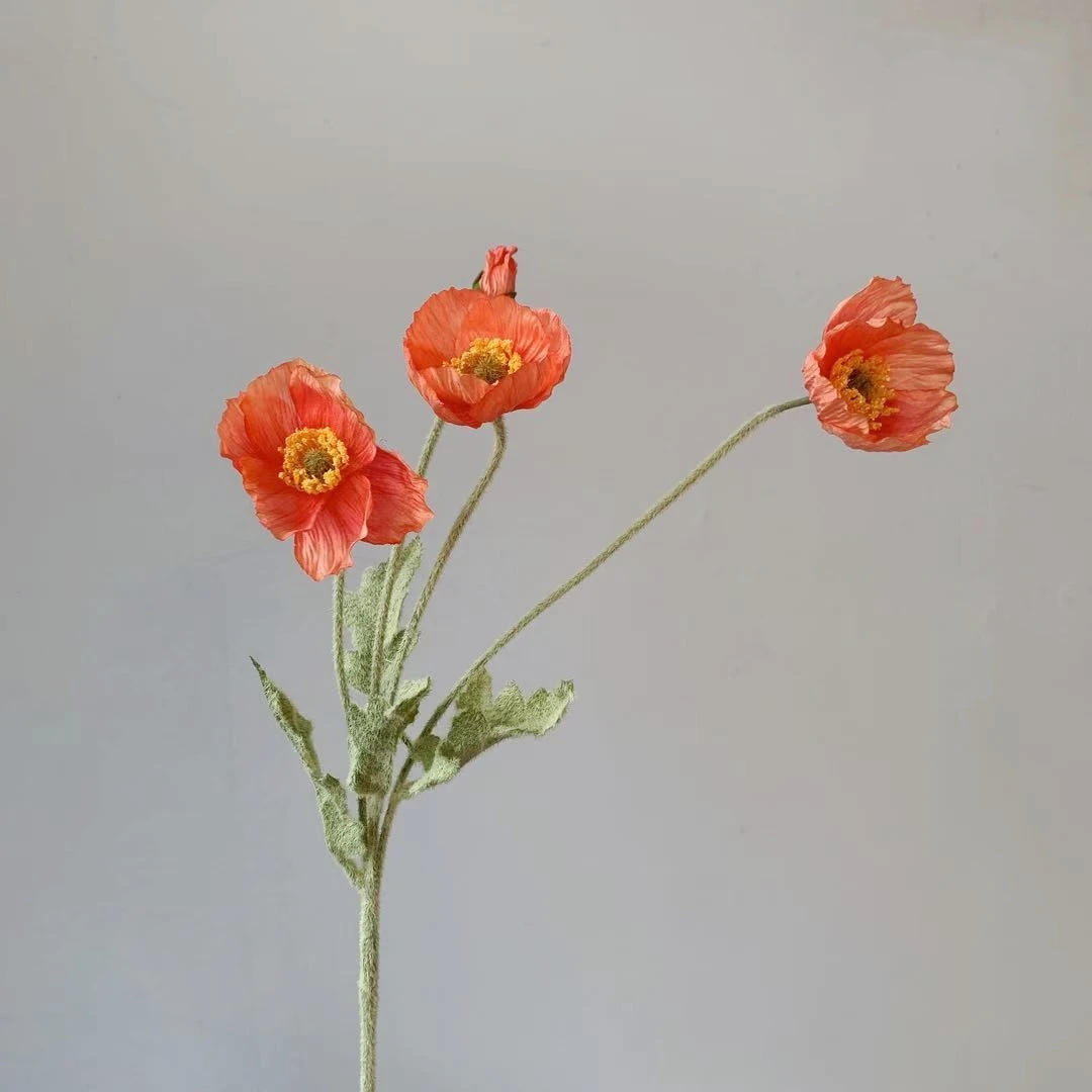 

WHOLSALE 12 pcs Beautiful Artificial flowers Poppy Stem Silk Flowers Home Wedding Decoration Gift