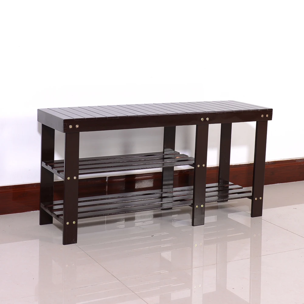 

90cm Strip Type Bamboo Stool Shoe Rack with Boots Compartment Coffee Organizer Holder Storage Easy Assembled Hold Up