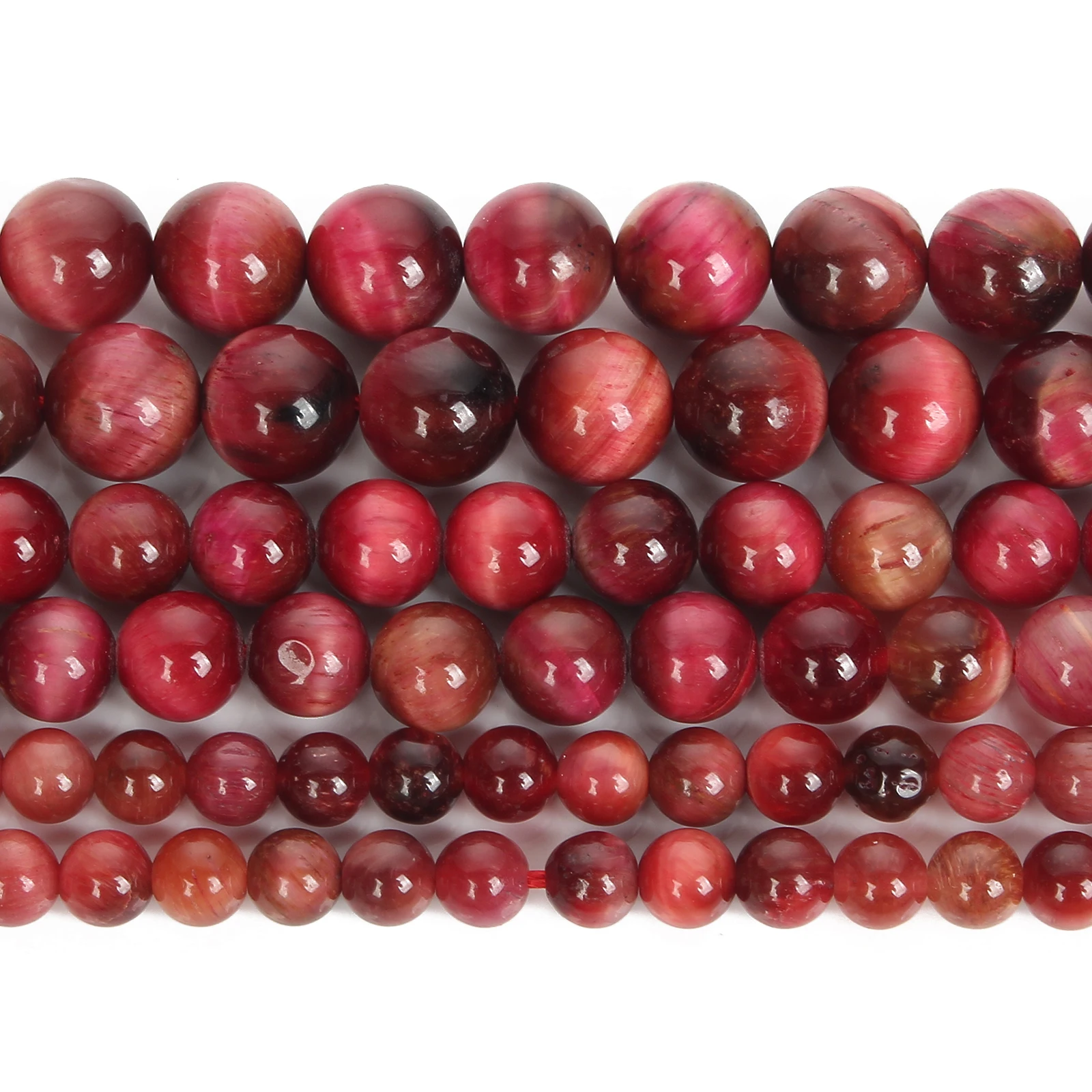 

Бусины из натурального камня вишневого Красного тигрового глаза, круглые бусины россыпью для изготовления ювелирных изделий, браслетов, ож...
