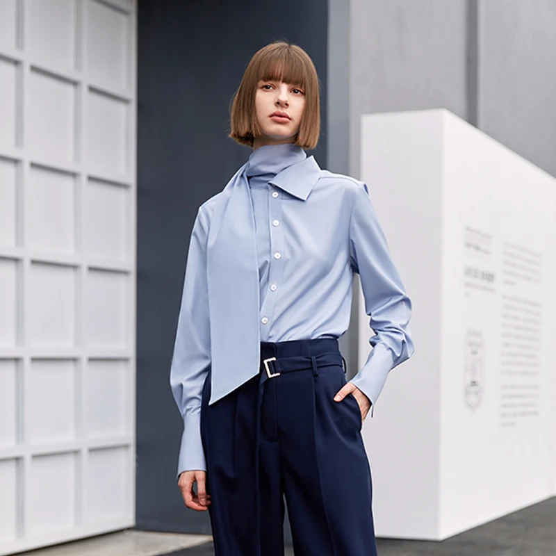 Женская рубашка AEL белая с длинным рукавом для улицы 2020|Блузки| |