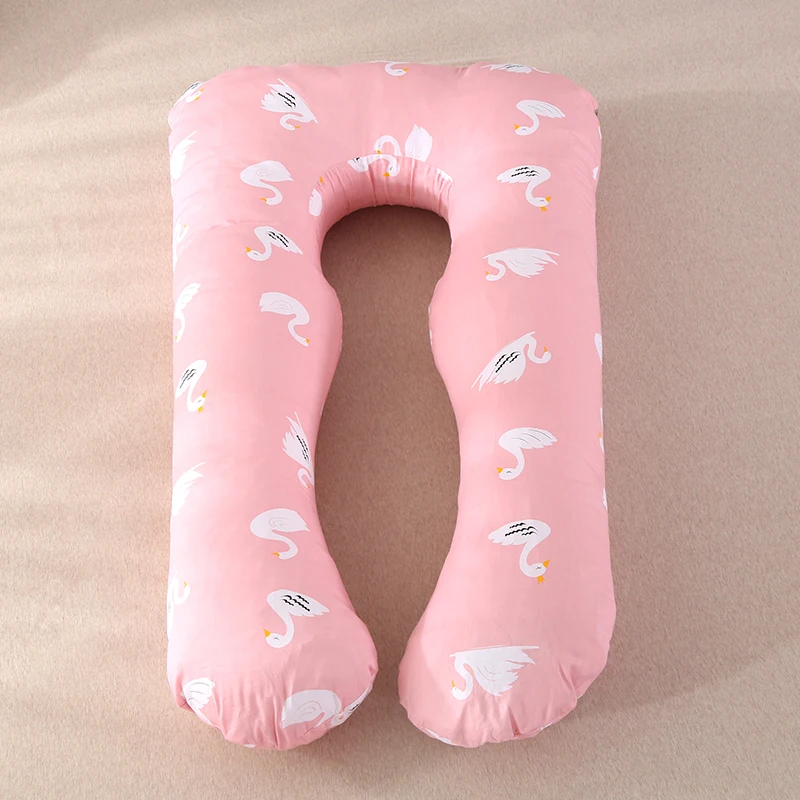 Pink swan Подушка для сна для беременных женщин, хлопок, с рисунком медведя, u-образные подушки для беременных, беременность, боковые Шпалы - Цвет: Pink swan