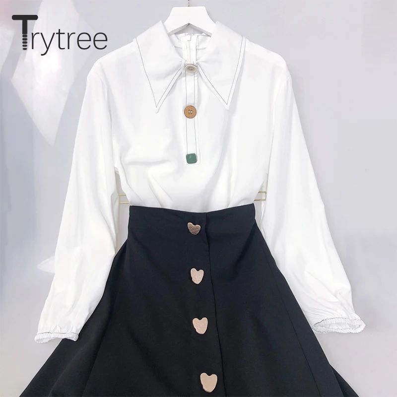 Осенне-зимний женский комплект из двух предметов Trytree 2020 повседневный топ с