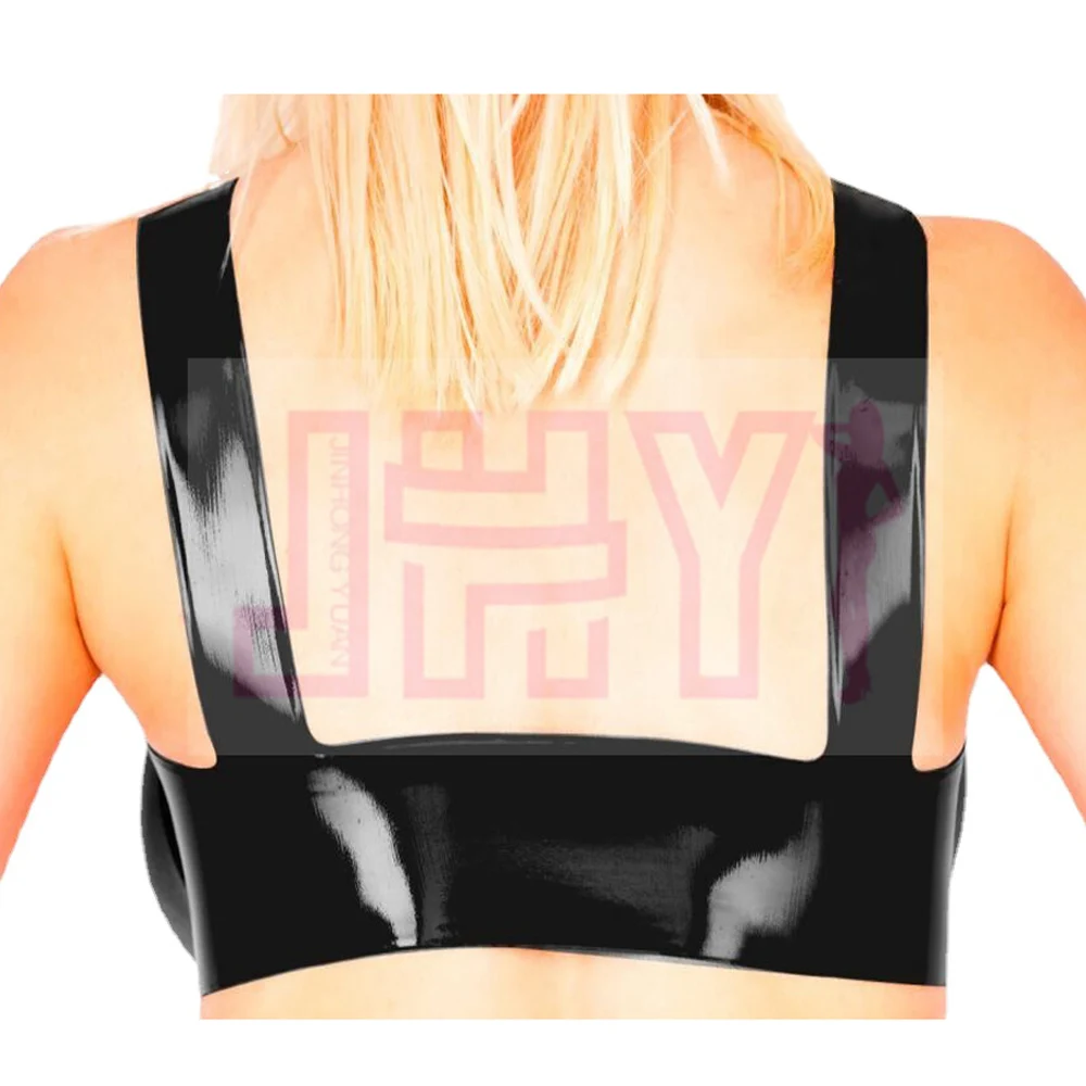 Женский слитный жилет с вырезами и открытой грудью из ПВХ зеркальный латексный