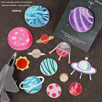 embroidery patches cartoon spaceship astronaut planet badge star clothing bag sticker