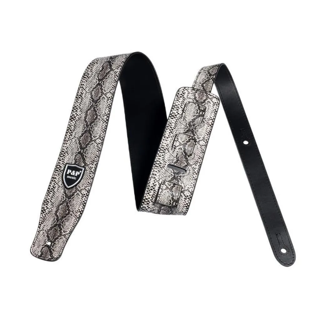 

Adjustable Heavy Duty PU Leather P&P Guitar Strap Embossed Acoustic Electric Bass Acoustic Guitar Belt Snake Pattern Electric
