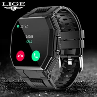 lige 2021 new smart watch bluetooth call men full touch sport fitness tracker blood pressure heart rate smartwatch music control