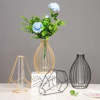 nordic minimalist wrought iron geometric glass tube hydroponic vase home desktop decoration flower ornaments