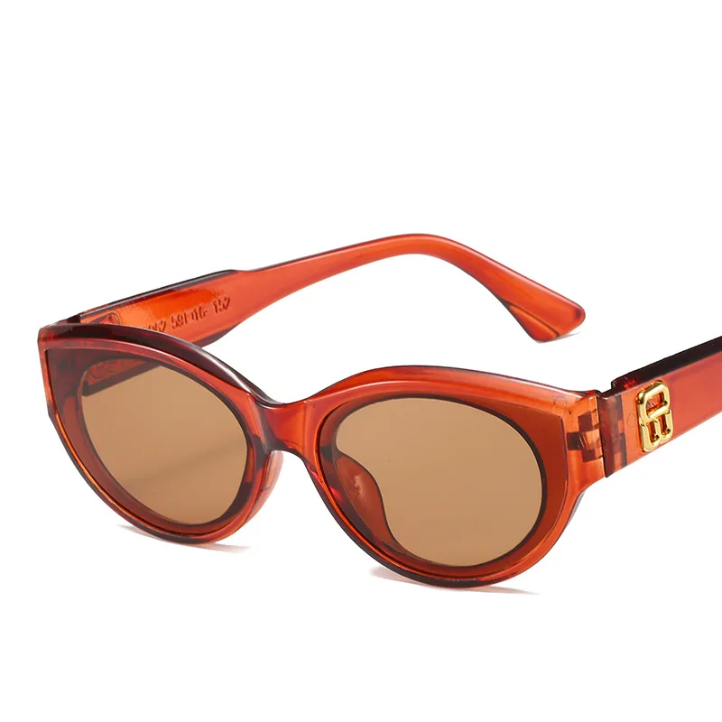 

Солнцезащитные очки овальные для мужчин и женщин UV-400, Модные Винтажные маленькие, в стиле хип-хоп, красные коричневые