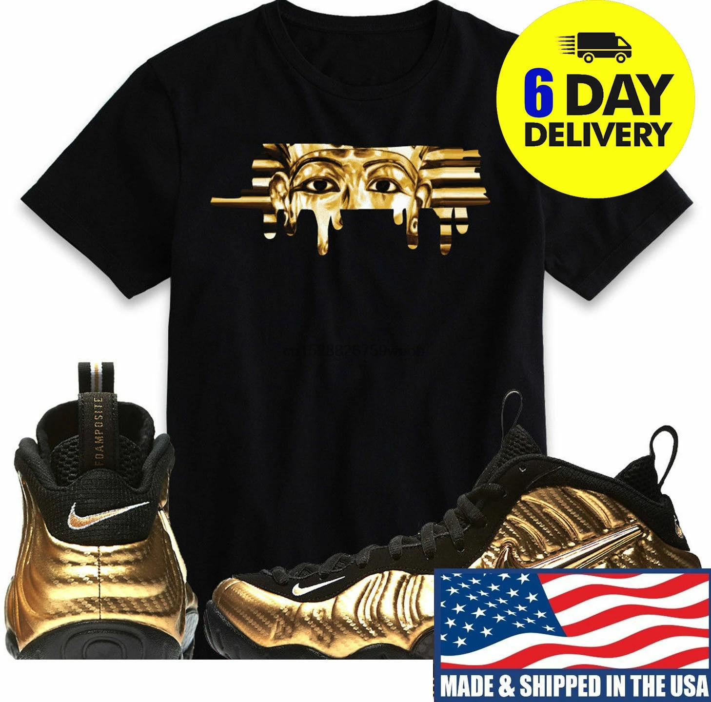 

Air Foamposite Pro Gold Matching Custom Black Tshirt For Men Foam