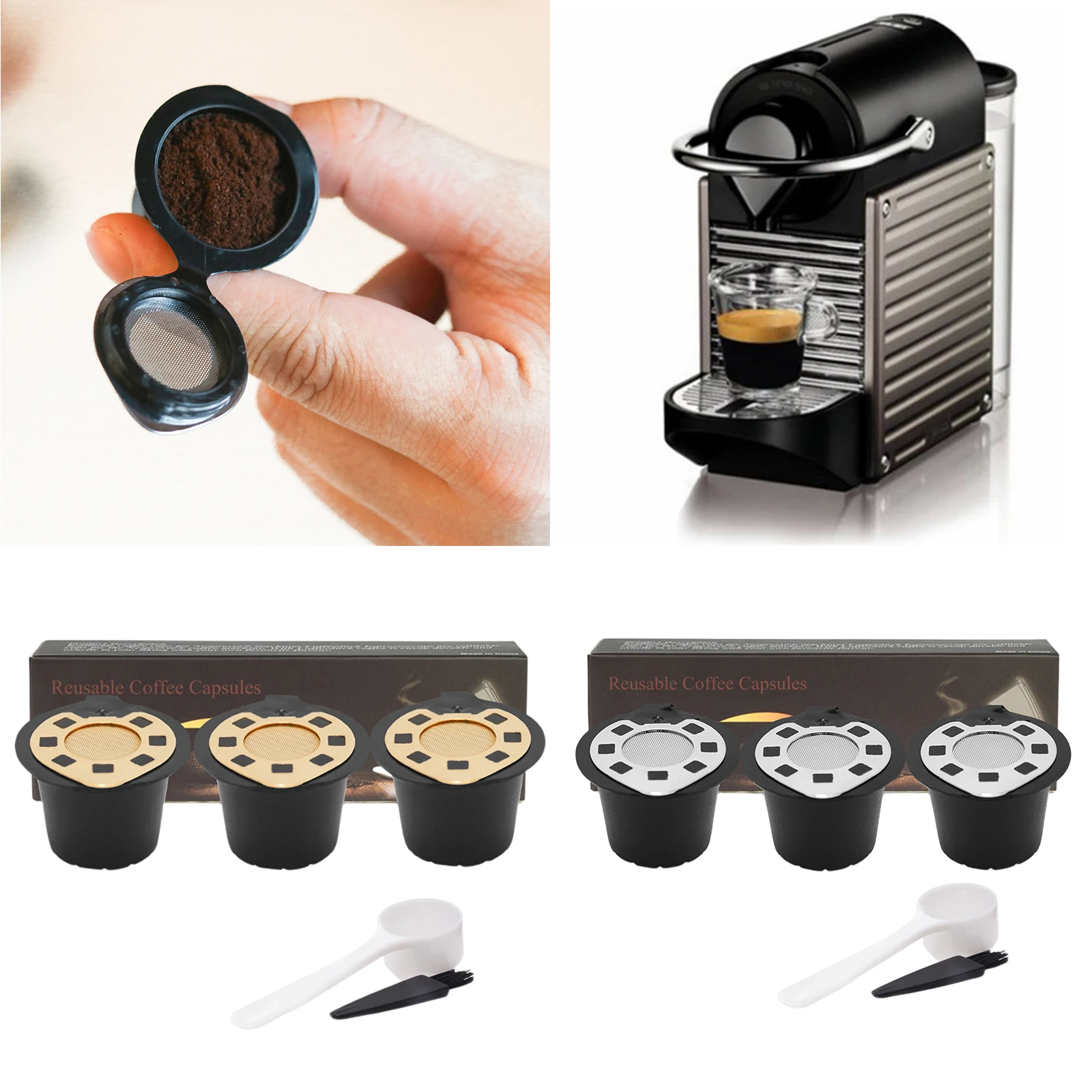 

SET of 3 Coffee Capsules for Nespresso Durable Food Grade Eco-Friendly