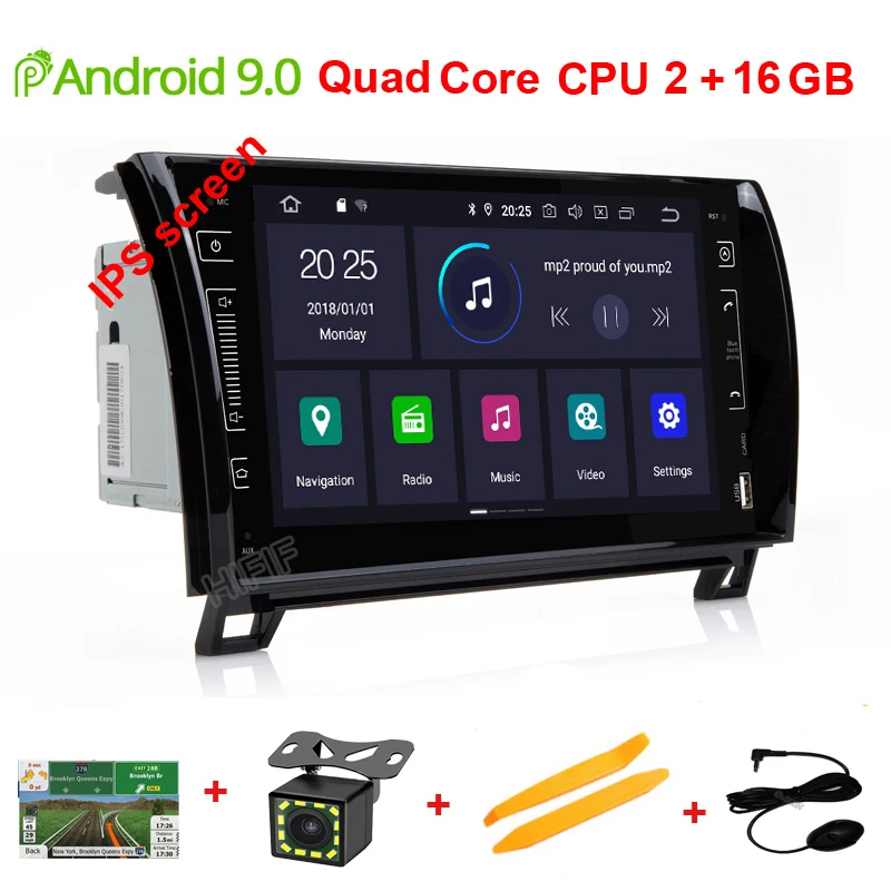" ips DSP 4G Android 9,0 2 DIN Автомобильный мультимедийный плеер для Toyota Sequoia Tundra Радио стерео Авто Аудио навигация без DVD - Цвет: 2G RAM 16G ROM