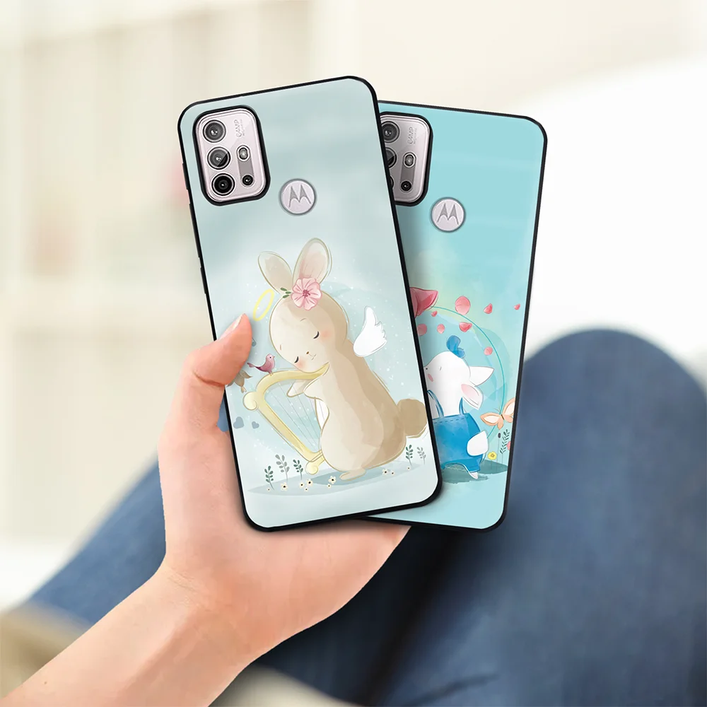 kawaii rabbit phone case for motorola moto g30 g stylus power 2021 play e20 edge fusio 20lite pro g20 g60s e40 back shell covers free global shipping