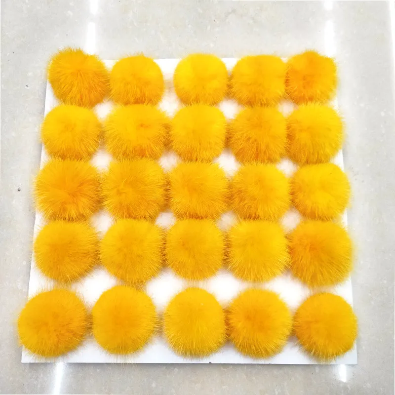 25 Pcs/Lot DIY 5cm Real Fluffy 100% Mink Fur Pompom Ball Necklace Earrings Handbag With Ring Hat Accessories Pom Wholesale