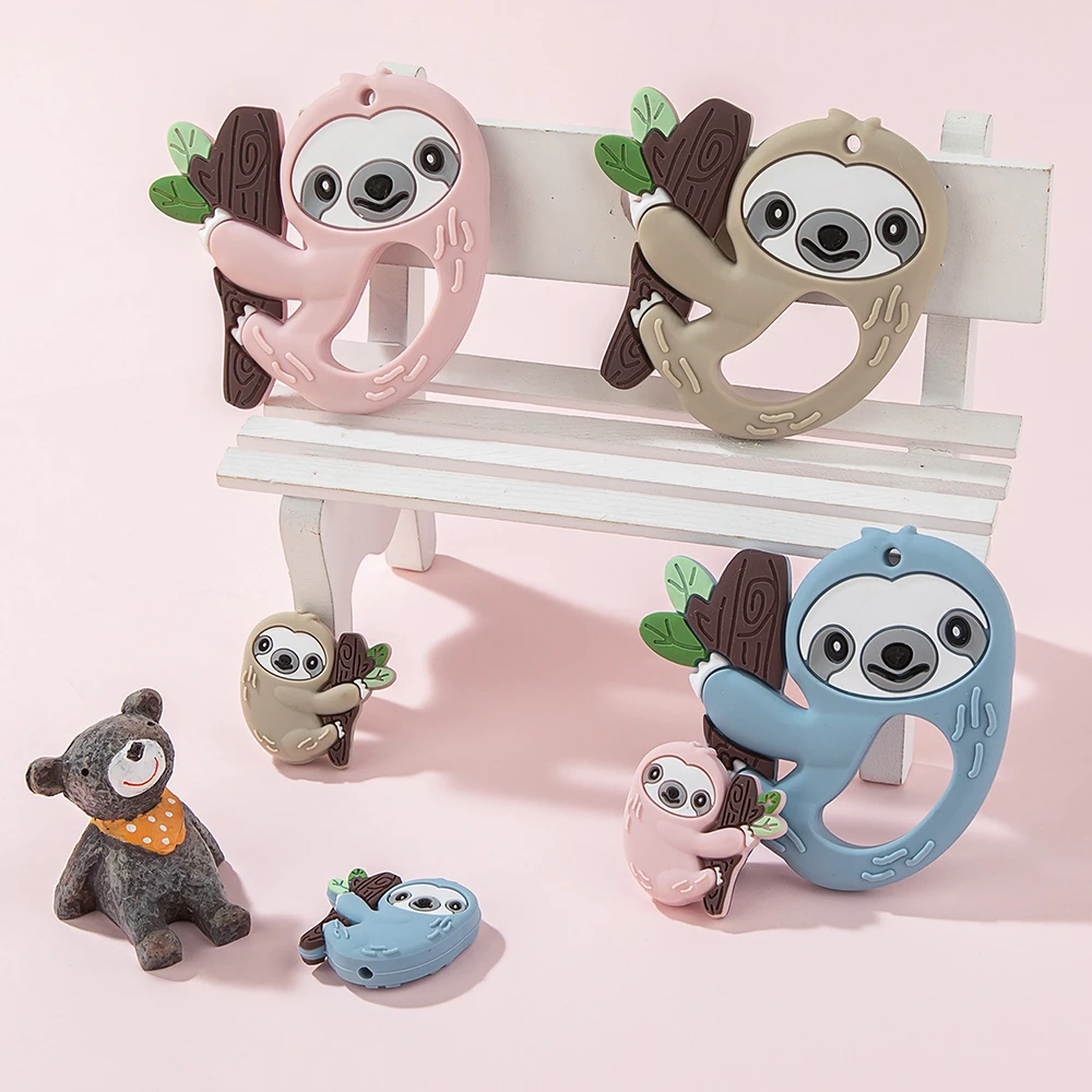 

10pc/Lot Mini New Sloth Silicone Beads Baby Dummy Cartoon Pacifier Toy Accessories