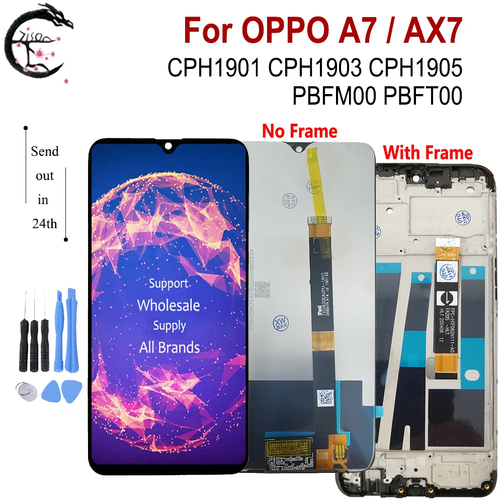 ЖК-дисплей 6,2 дюйма с рамкой для OPPO A7 AX7, сенсорный экран с дигитайзером в сборе CPH1901, CPH1903, CPH1905, сменный дисплей