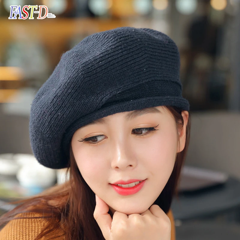 

FAST-D Winter Hats For Women Knitted Hat Fashion Berets Women's Autumn Hat Touca Inverno Feminina Elegant Painter Hat Warm Caps