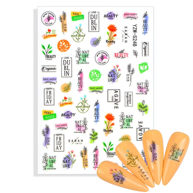 

3D-Наклейки для искусственных ногтей, геометрические цветы, листья, слайдеры, самоклеящиеся аксессуары для маникюра