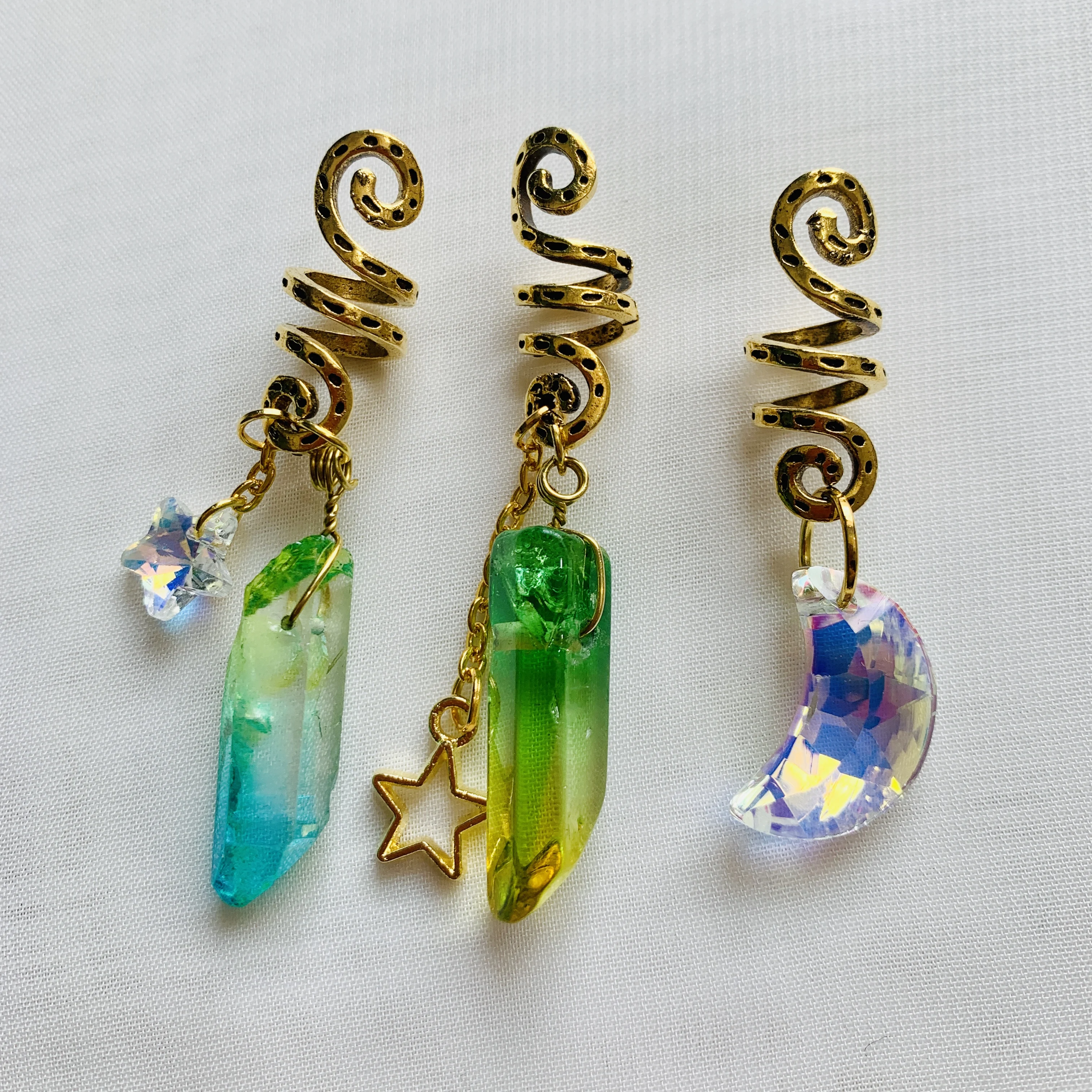 Золотое кольцо для волос с кристаллами викингов бусины необработанные кристаллы