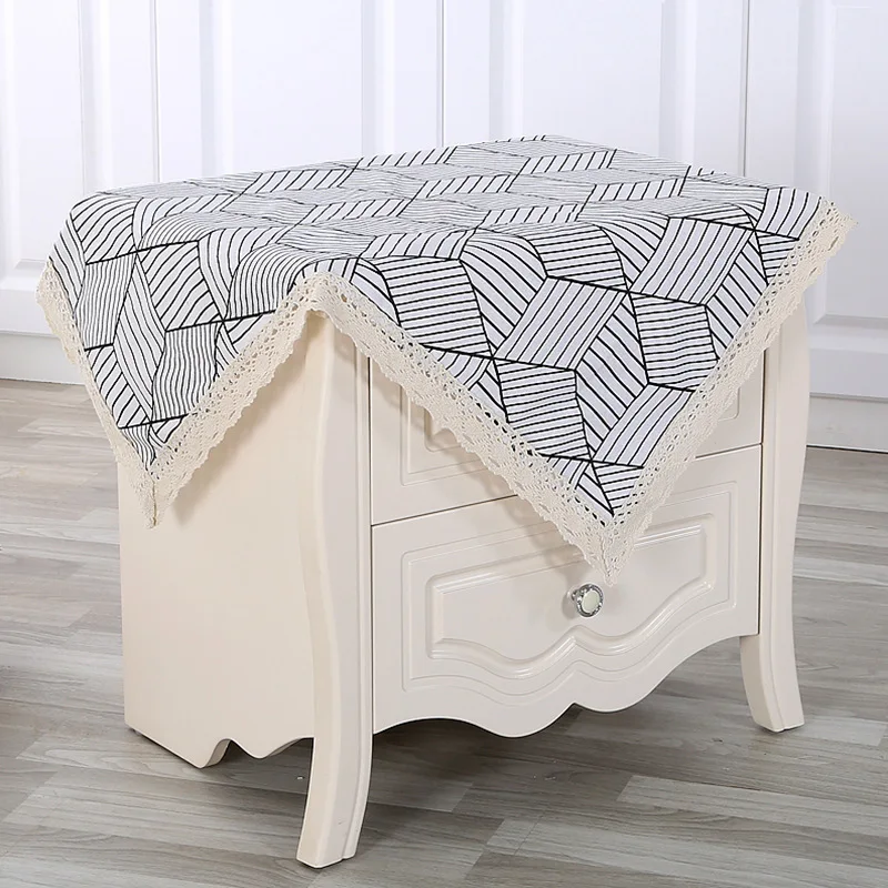 Скатерть из хлопка и льна в скандинавском стиле с геометрическим узором сетку