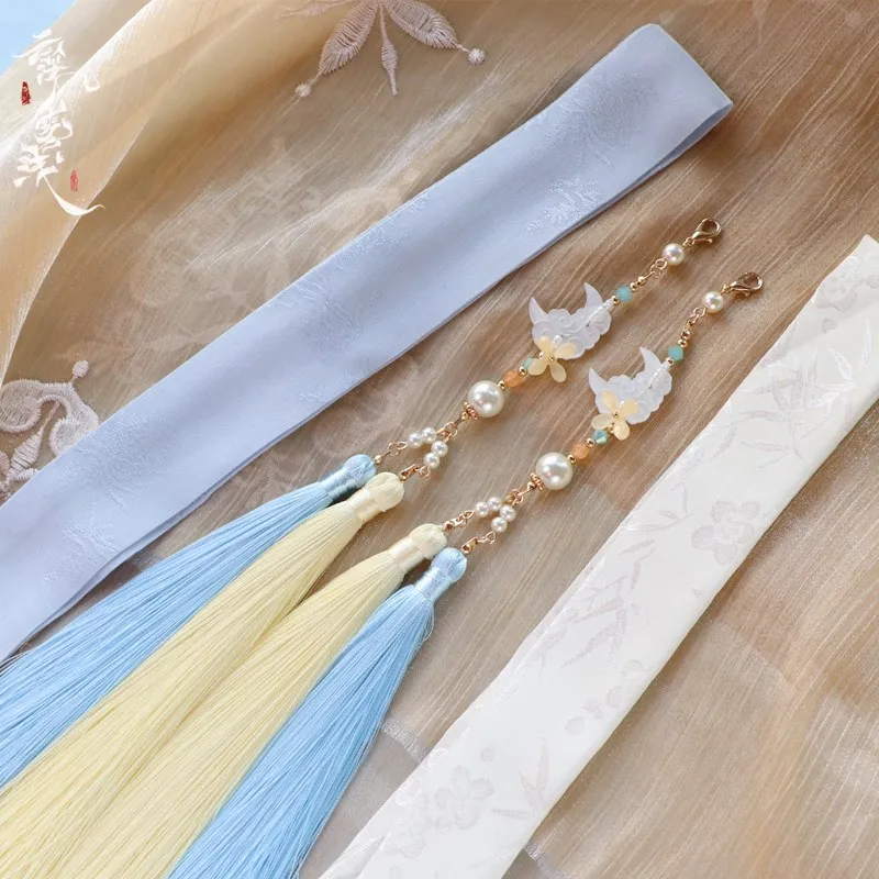 

Original manual jacquard dark grain double tassel hanfu with antique hair hair rope