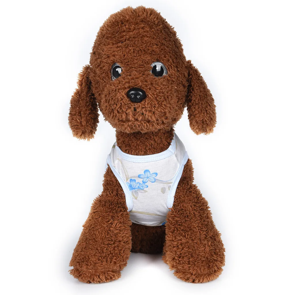 Transer собак Футболка голубого цвета модная с цветочным узором ПЭТ жилет летние