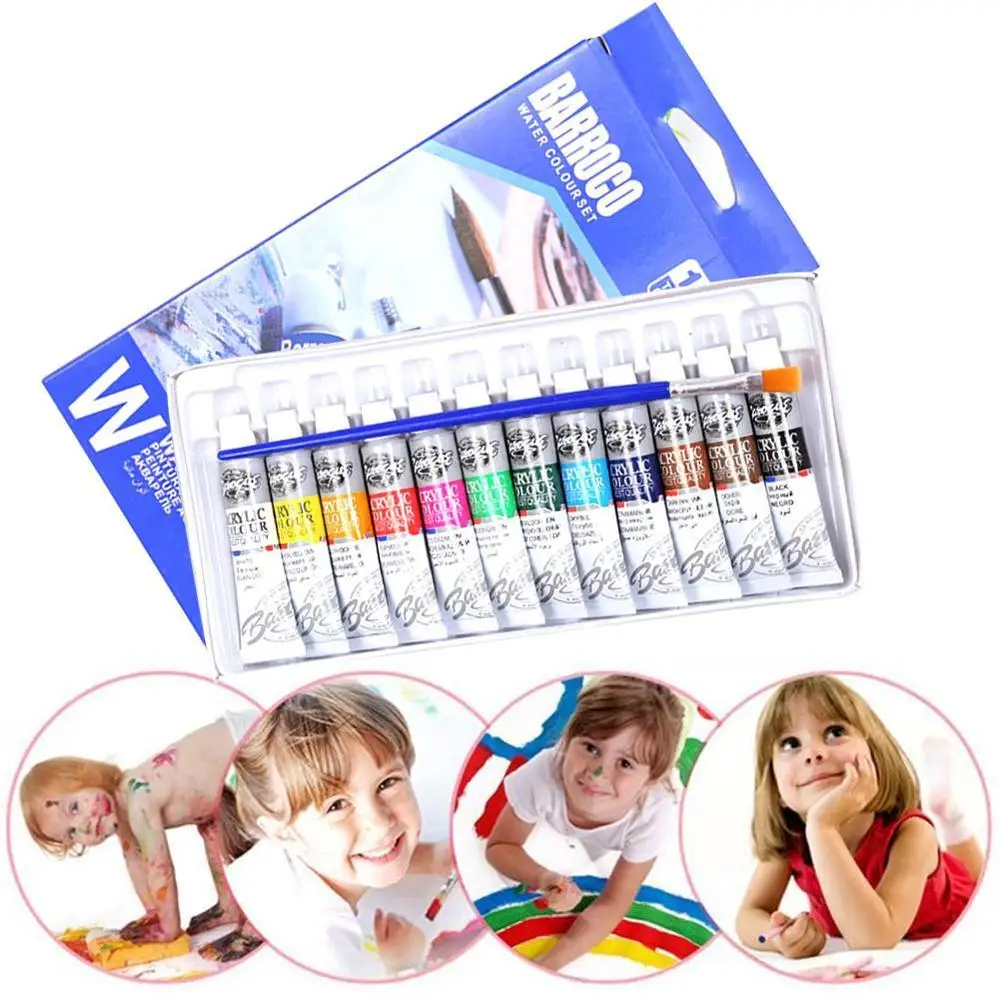 6 мл 12 цветов/наборы Профессиональные акриловые краски набор акварельных красок