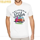 Классные Футболки Калифорния, футболки для серферов, белые мужские футболки с коротким рукавом большого размера