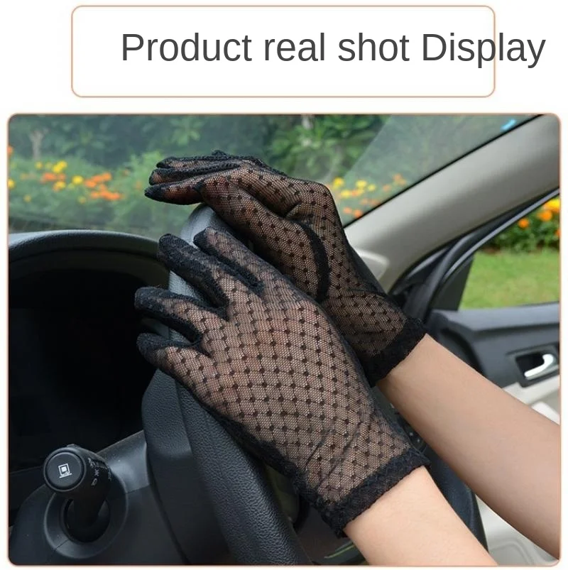 

Gloves Cool Lace Gloves Fashion Sexy Black Mesh Lattice Breathable Elastic Translucent Five-Finger Sunscreen Lace Gloves