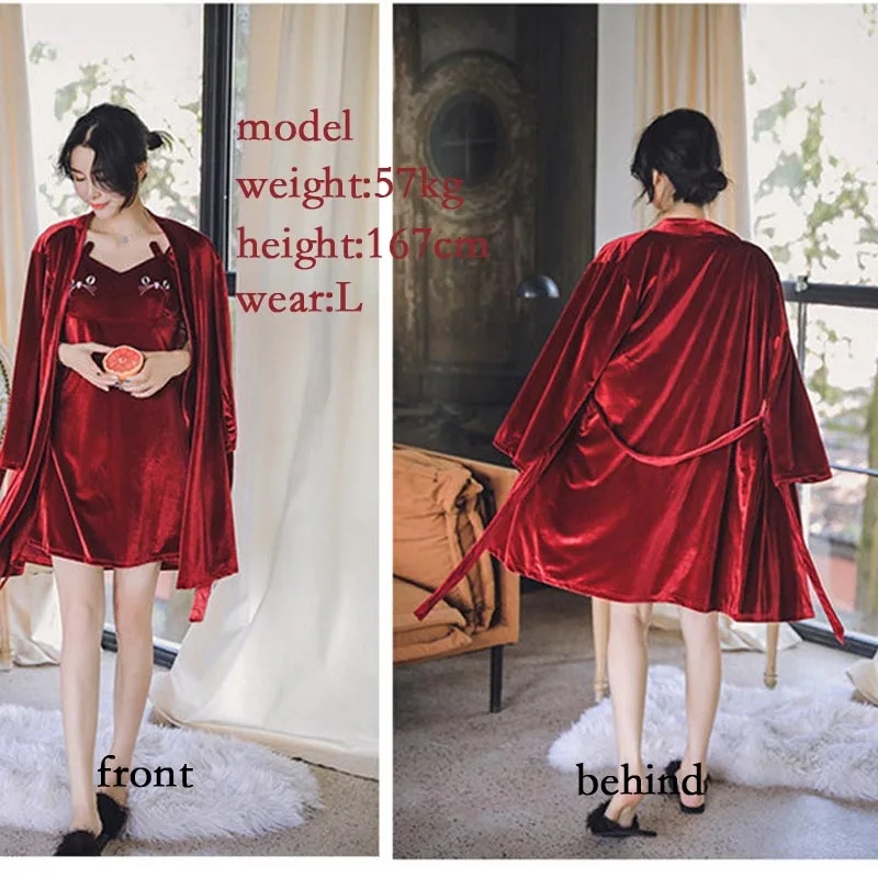 Новые женские пижамы зимние теплые халаты сексуальный домашний халат набор