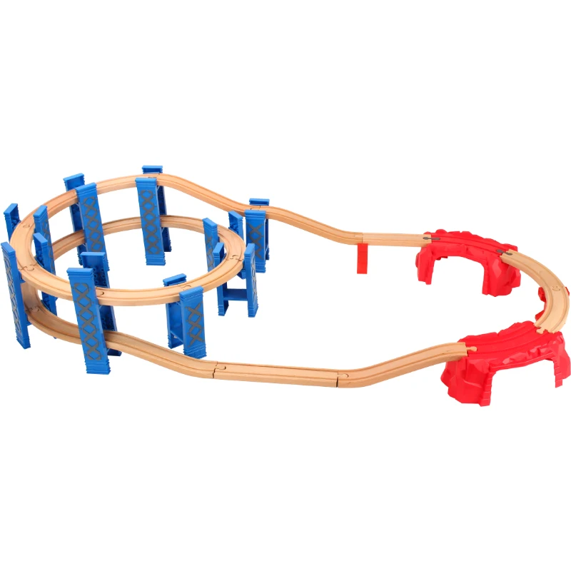 

26PCS Plastic Spiral Train Tracks Wood Railway Accessories Track Bridge Piers With Fit Wooden Thoma Biro Tracks Toys for Kids