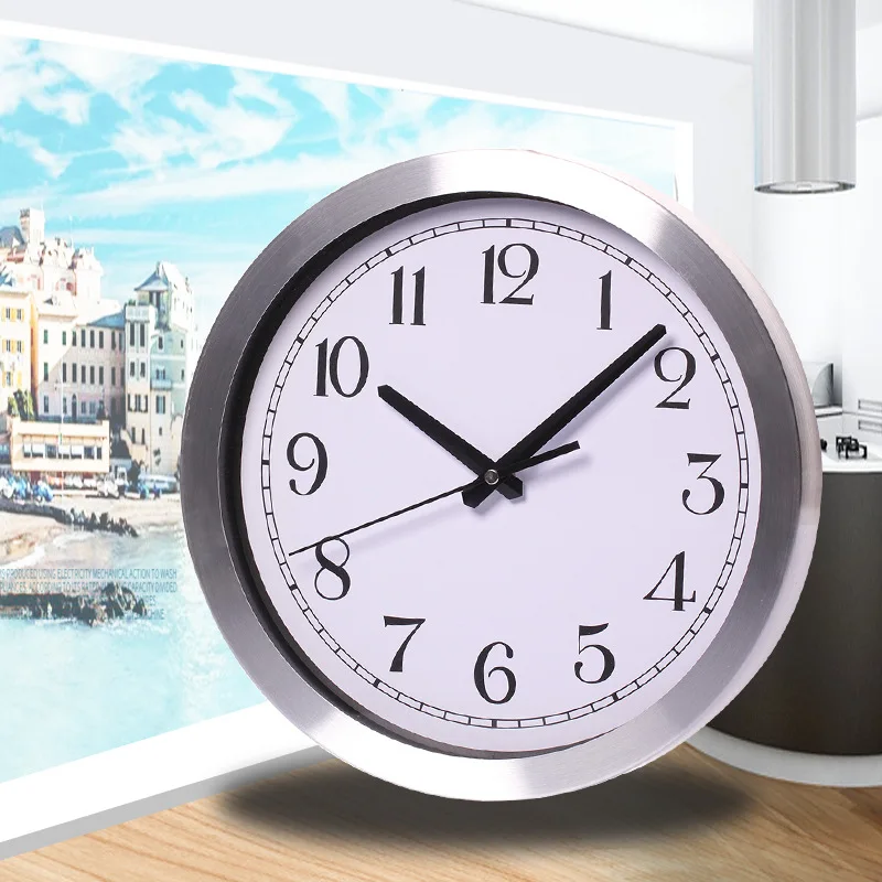 Настенные часы с алюминиевой рамой американская простая мода Бизнес Кварцевые 12