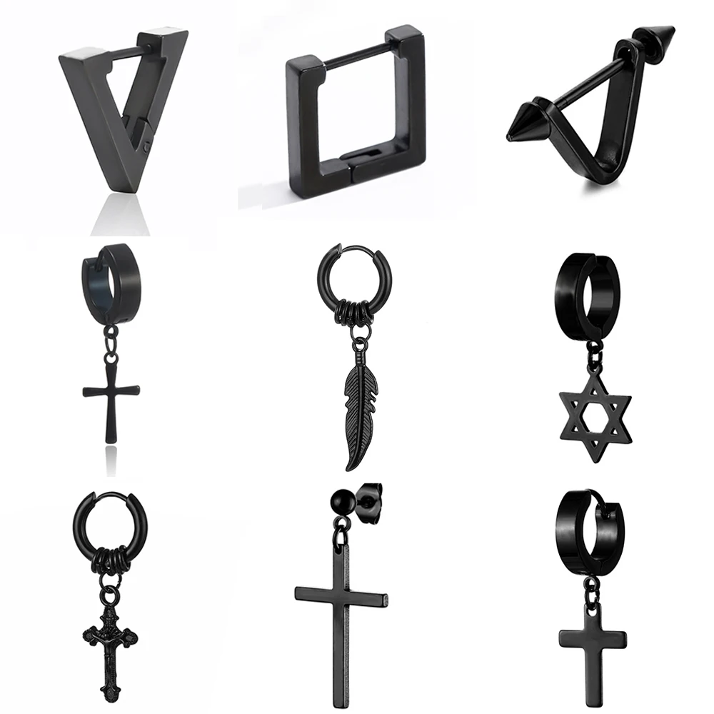 2021 трендовые серьги гвоздики с геометрическим узором из титановой стали Панк