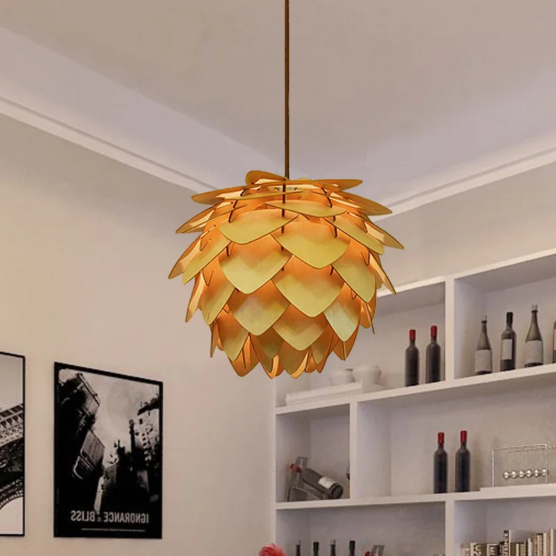 Скандинавская деревянная люстра DIY IQ элементы головоломки pinecone Подвесная лампа