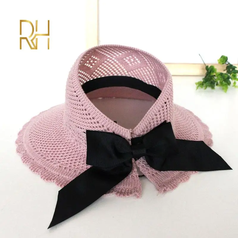 Шляпа женская Соломенная с козырьком Солнцезащитная пляжная шапка широкими