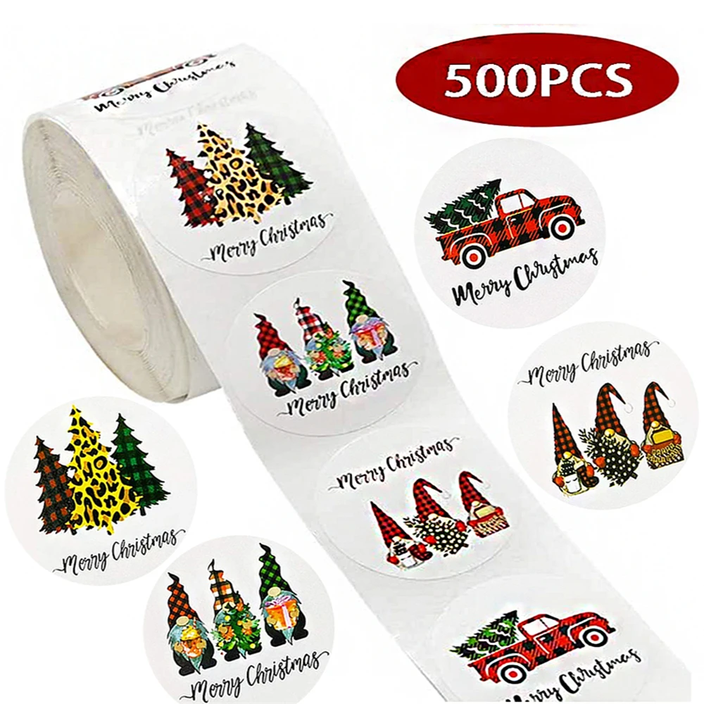 

Round Merry Christmas Seal Labels Stickers Handwork Baking Shop Business Decorate Scrapbooking for Package Stationery Stickers