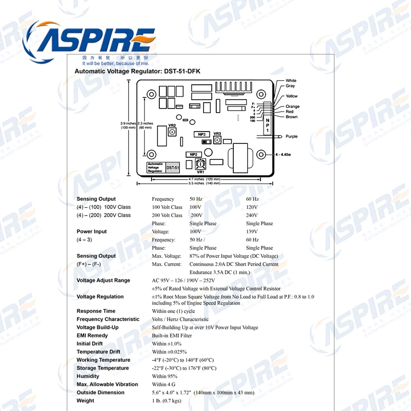 DST 51 AVR DFK автоматический регулятор напряжения для генератора Yamaha EDL Series 13000TE 26000TE 10