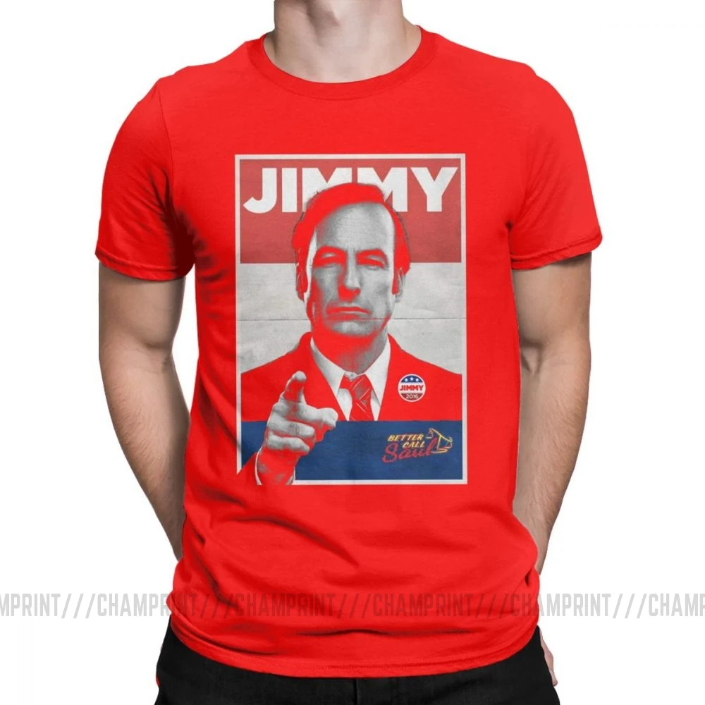 Мужские футболки с надписью «Vote Jimmy The Lawyers Better Call Saul», футболки с коротким рукавом для сериала Goodman, футболки из чистого хлопка - Цвет: Красный