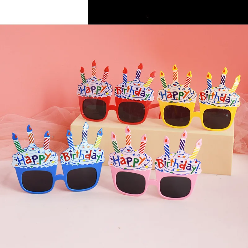 

1PCFunny Birthday Glasses Dolphin Balloon Creative Children Happy Party Cake Decoration Plug-in Birthday Cake Dress Up Ornaments