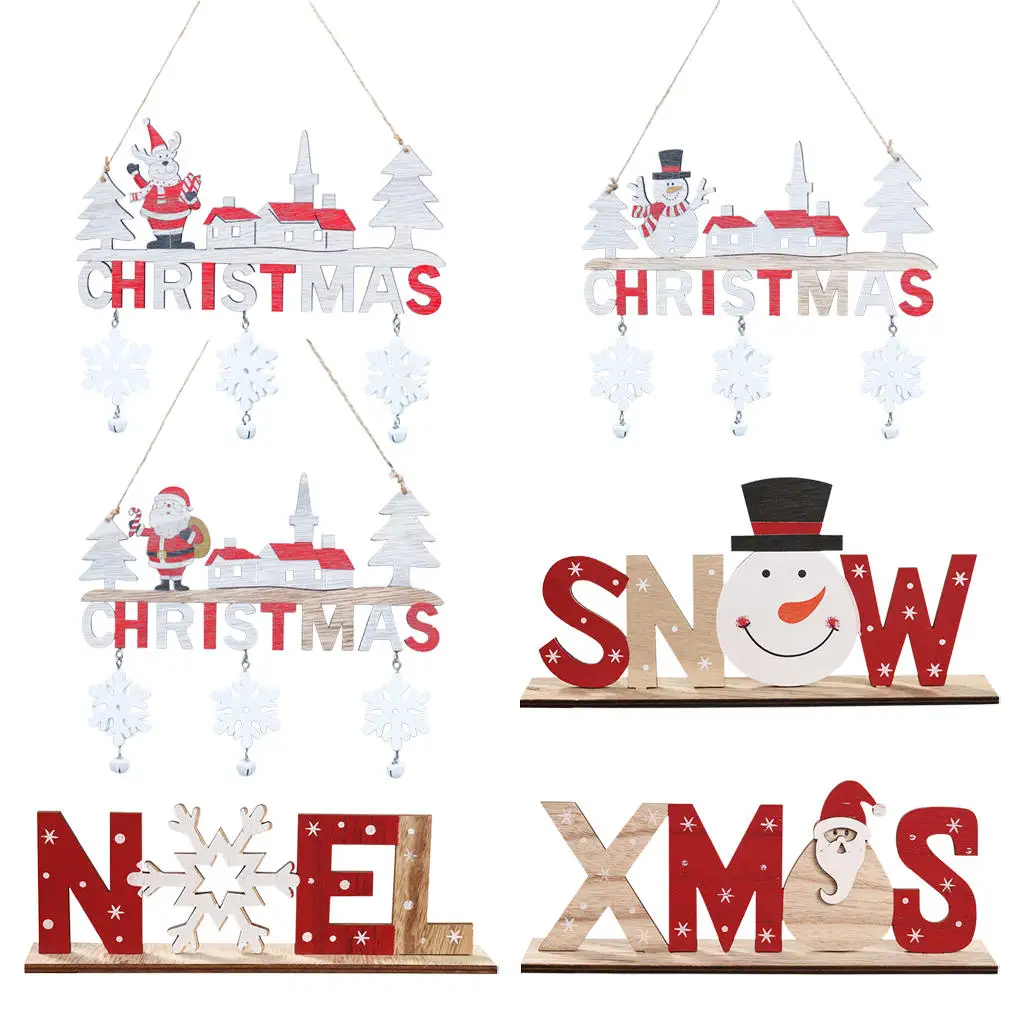 

Christmas Pendants Painted DIY with String Hanging Sign for Indoor Door Noel Decoration