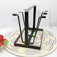 6 cups mug glass stand holder metal cup drying rack shelf bottle cup hanging drainer upside down cup drain rack