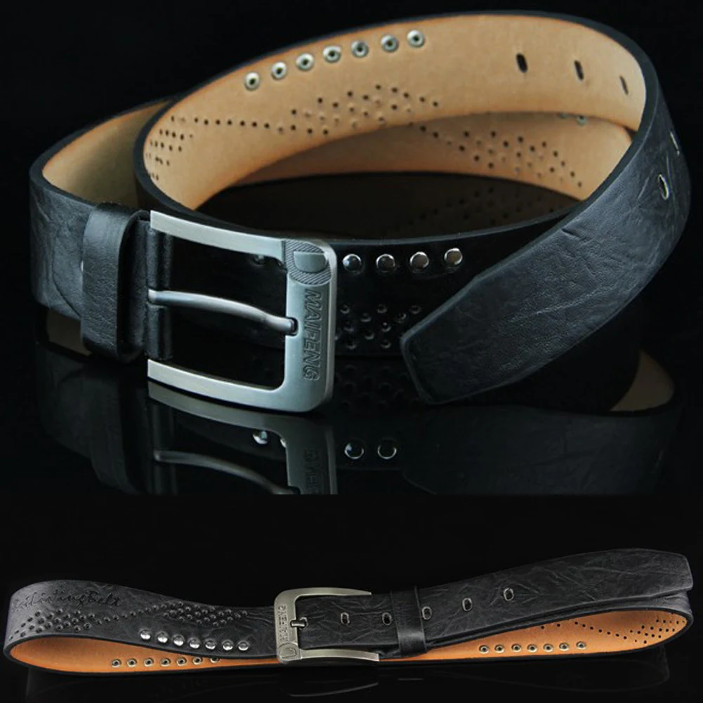 

Men's Casual Belt Hollow Rivet Punk Style Wide Belt for New Fashion Strap Male Jeans PU Leather Belt Pin Buckle Waistband Hot