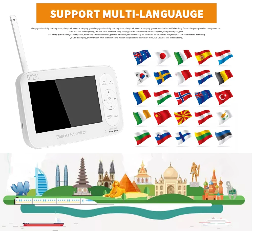 5 0 дюймовый видео беспроводной радионяня VOX камеры безопасности няня ИК ночного